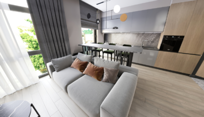 3D рендер трёхкомнатной квартиры V1